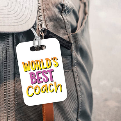 LT499 World's Best Coach Novelty Funny Unique Designer Gift, Suitcase, Glossy Plastic Luggage Tag for Coach