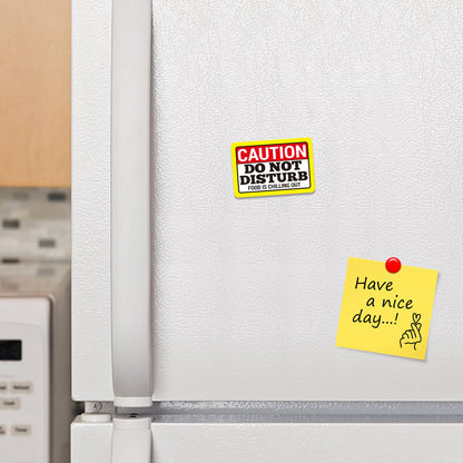 Kruzroyal FM149 CAUTION DO NOT DISTURB, FOOD IS CHILLING OUT Novelty Funny Gift Idea Glossy Rectangle Metal Fridge Magnet