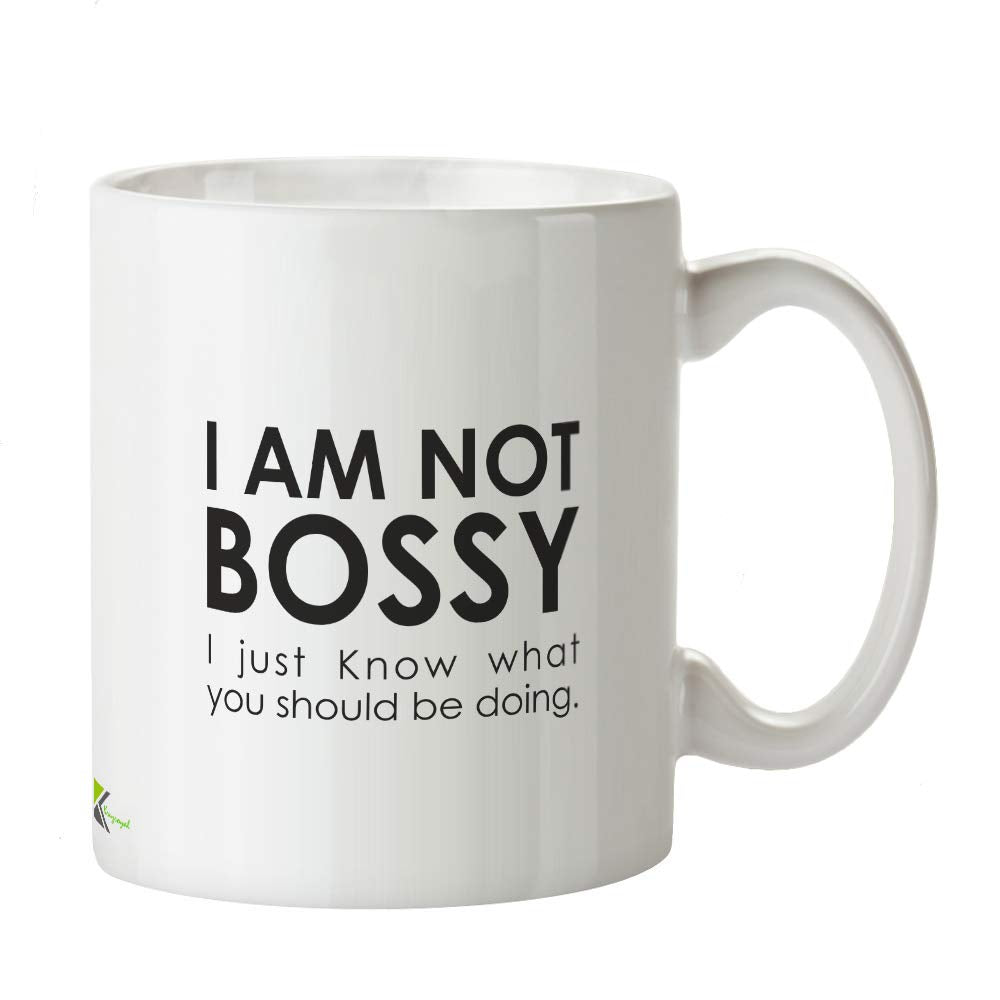 Kruzroyal Funny Sarcastic Mug, I Am Not Bossy I Just Know What You Should Be Doing Design, Novelty Gift for Boss, Wife or Mum, White Ceramic, 11 oz