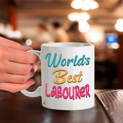 Kruzroyal DZ873 World's Best Labourer Mug 11oz - White Ceramic Cup for Builder, Construction Worker - Funny Birthday, Father's Day, Thank You Present