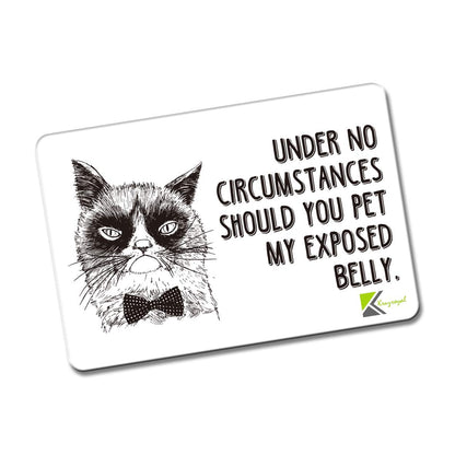 Kruzroyal FM150 Under no circumstances should you pet my exposed belly Novelty Funny Gift Idea Glossy Rectangle Metal Fridge Magnet
