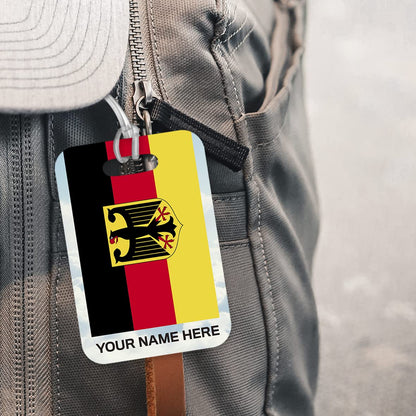 PLT280 Personalised Name with Germany Flag Novelty Funny Unique Designer Gift Glossy Plastic Suitcase Luggage Tag