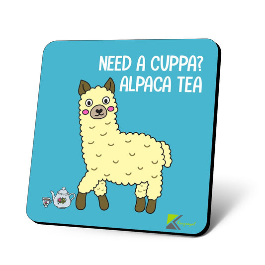 CS938 Need a Cuppa? Alpaca Tea Novelty Funny Coffee Tea Drink Gift Glossy MDF Wooden Coaster