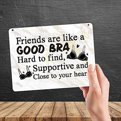 Kruzroyal MP335 Friends are like a Good Bra,Hard to find, Supportive and close to your heart. Funny Novelty Retro Vintage Metal Wall Sign Plaque 20cm x 15cm