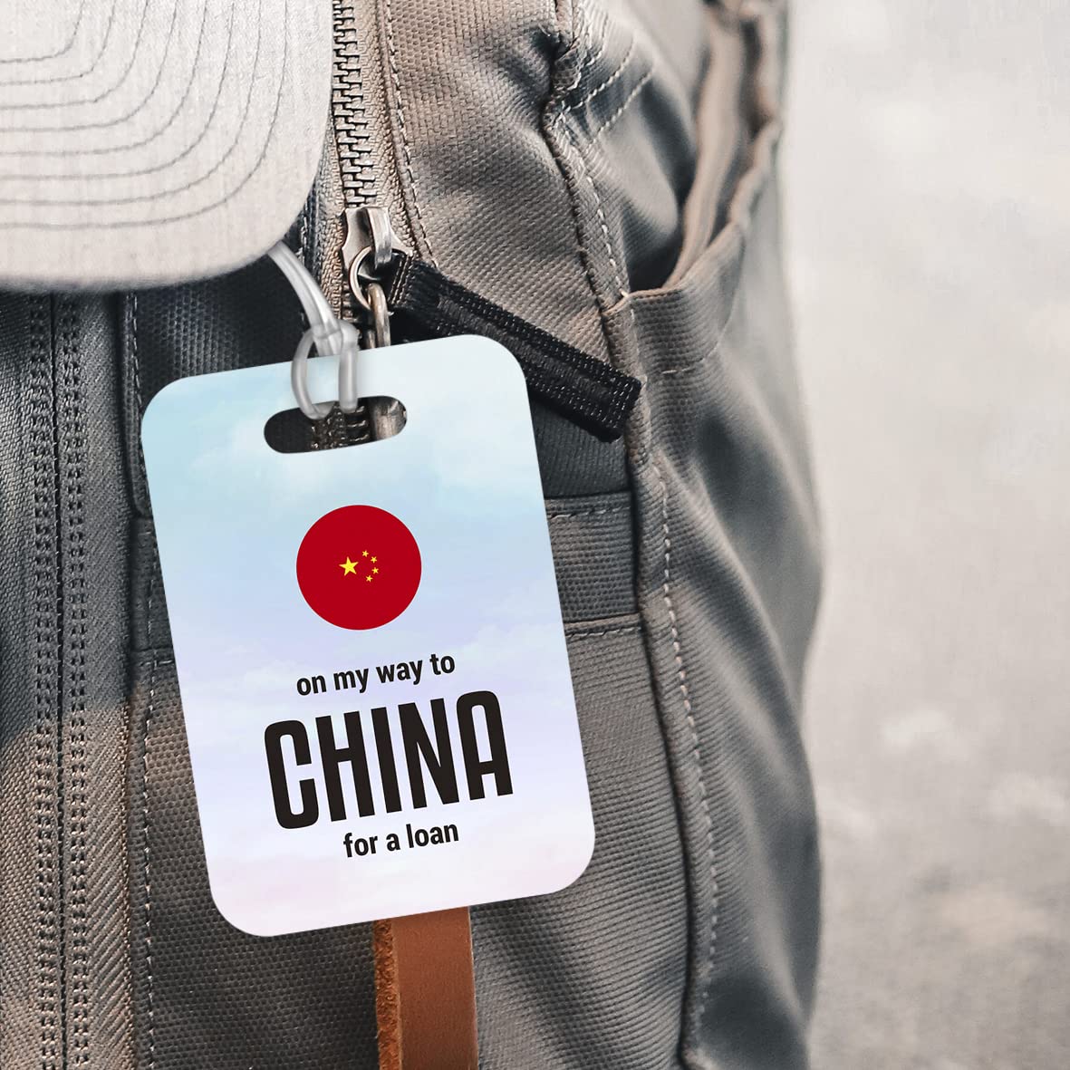 LT090 On My Way to China for a Loan Novelty Funny Unique Designer Gift Glossy Plastic Suitcase Luggage Tag