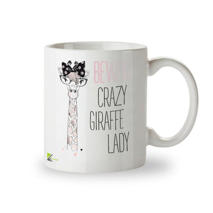 Kruzroyal DZ287 Beware Crazy Giraffe Lady Funny Novelty Great Gift Idea Coffee Tea Mug