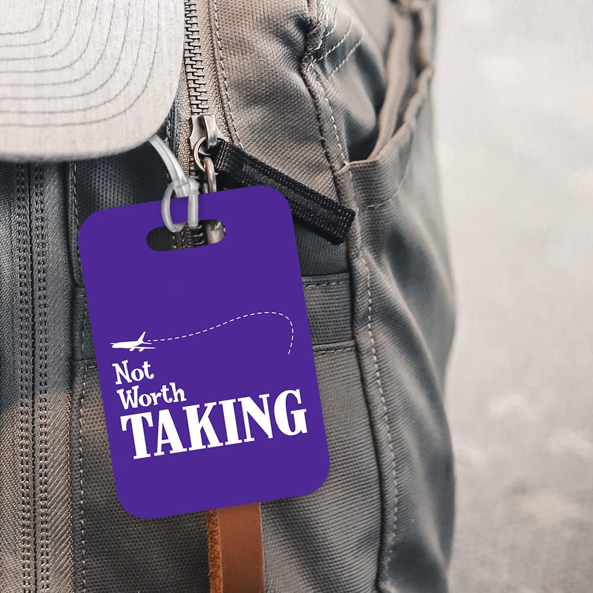 LT158 Not Worth Taking Novelty Funny Unique Designer Gift Glossy Plastic Suitcase Luggage Tag