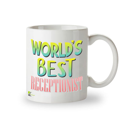 Kruzroyal DZ886 World's Best Receptionist Mug 11oz - White Ceramic Cup for Admin, PA - Funny Birthday, Leaving, Thank You Present