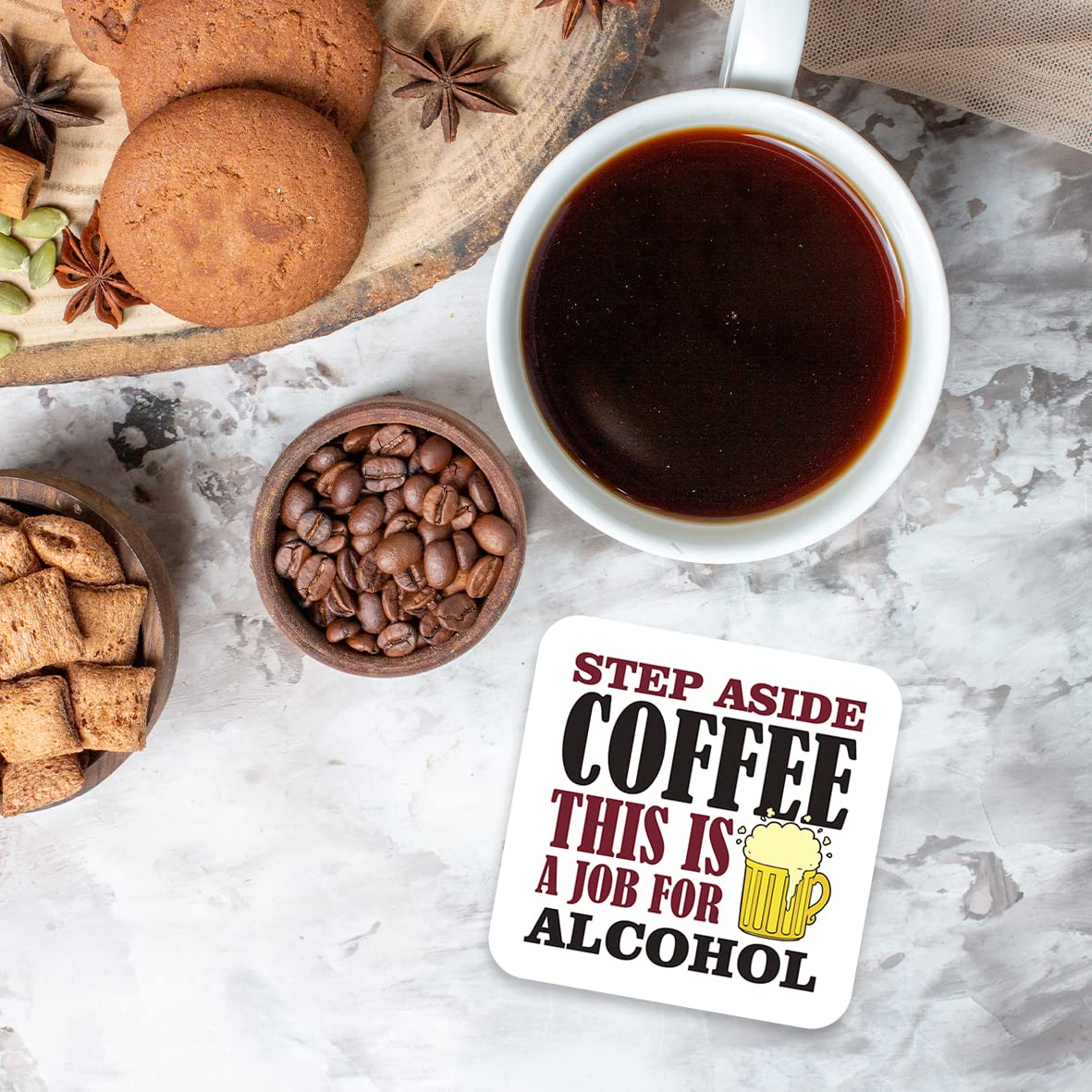CS530 Step Aside Coffee This is a Job for Alcohol Novelty Funny Coffee Tea Drink Gift Glossy MDF Wooden Coaster