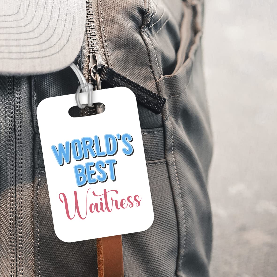 LT441 World's Best Waitress Novelty Funny Unique Designer Gift, Suitcase, Glossy Plastic Luggage Tag for Waitress