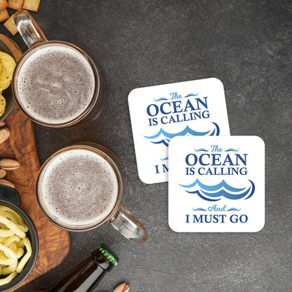 CS614 The Ocean is Calling and i Must go/Sailor's Gift Novelty Funny Coffee Tea Drink Gift Glossy MDF Wooden Coaster