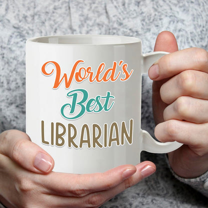 Kruzroyal DZ854 World's Best Librarian Mug 11oz - White Ceramic Cup for Book Lover, Library Assistant - Ideal Birthday, Thank You, Retirement Present