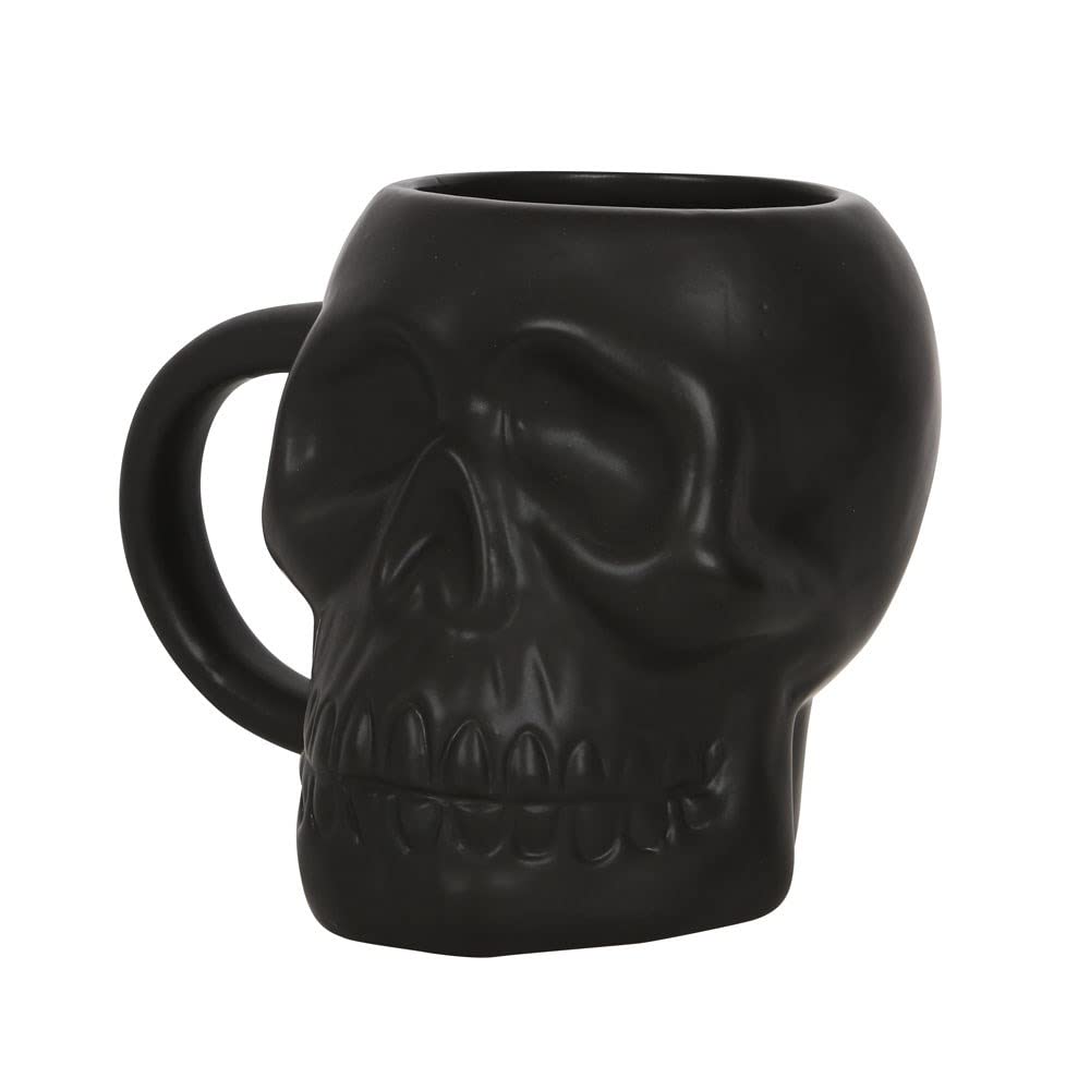 Chic Matte White Skull Mug - 14cm x 16.3cm (1 Pc.) - Features Large Rounded Handle & Skull Shaped, 500ml Capacity - Perfect Halloween Gathering Accessory or Addition to a Skull-Themed Collection