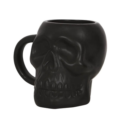 Chic Matte White Skull Mug - 14cm x 16.3cm (1 Pc.) - Features Large Rounded Handle & Skull Shaped, 500ml Capacity - Perfect Halloween Gathering Accessory or Addition to a Skull-Themed Collection