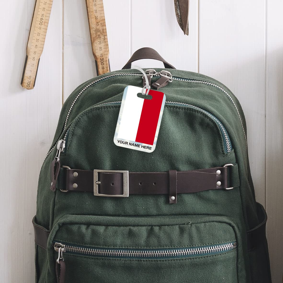 PLT269 Personalised Name with Poland Flag Novelty Funny Unique Designer Gift Glossy Plastic Suitcase Luggage Tag