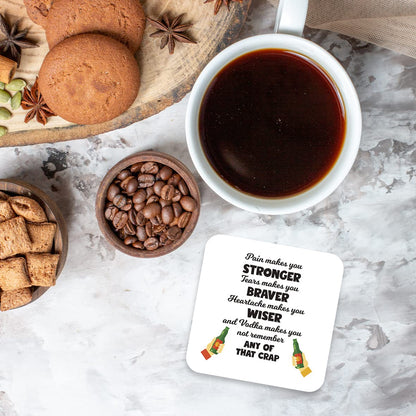 CS554 Stronger Braver Wiser Novelty Funny Coffee Tea Drink Gift Glossy MDF Wooden Coaster