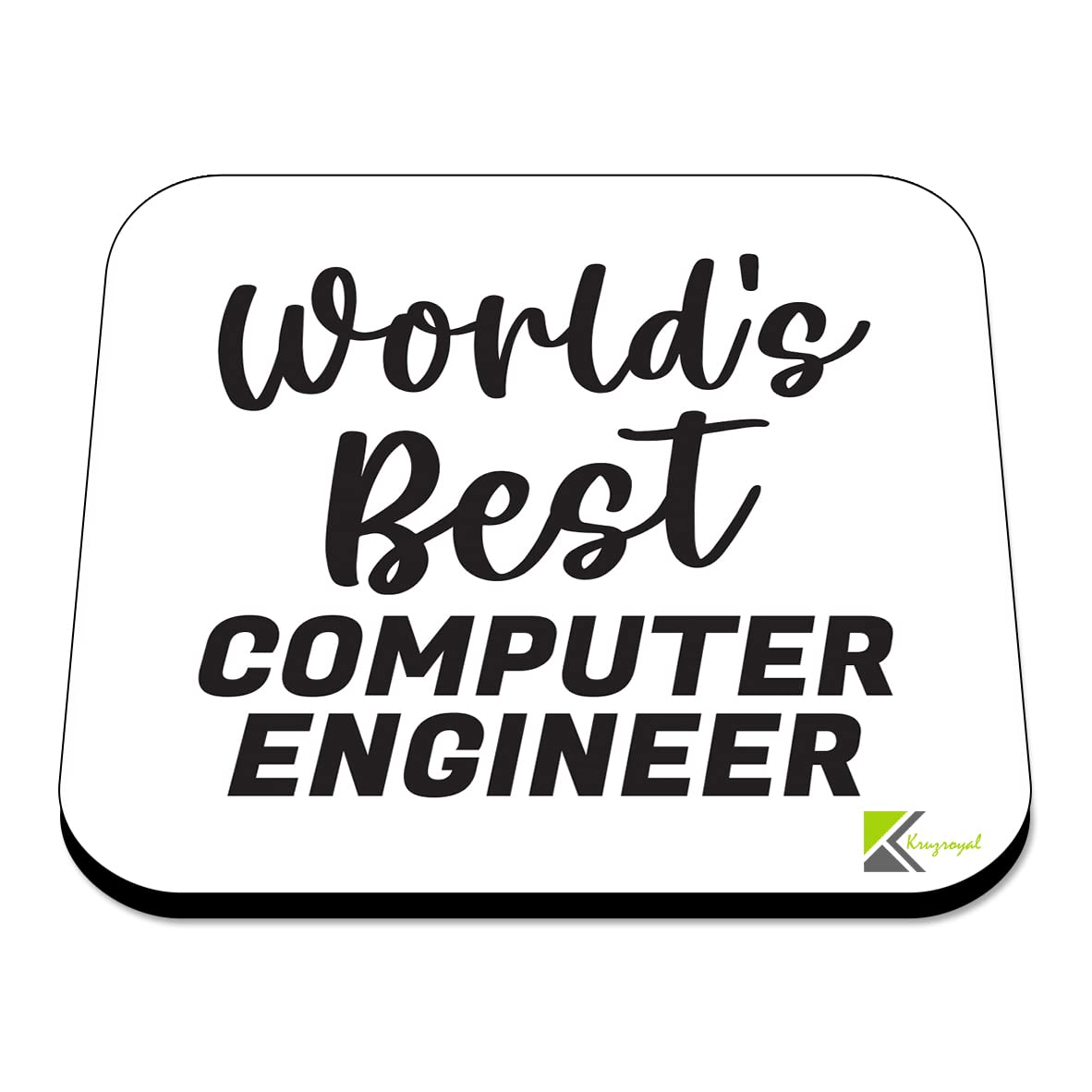WB007 World's Best Computer Engineer MDF Wooden Coaster by Kruzroyal | Gift for Computer Engineer | Unique Novelty Present | 9cm x 9cm | Coffee Tea MDF Wooden Coaster