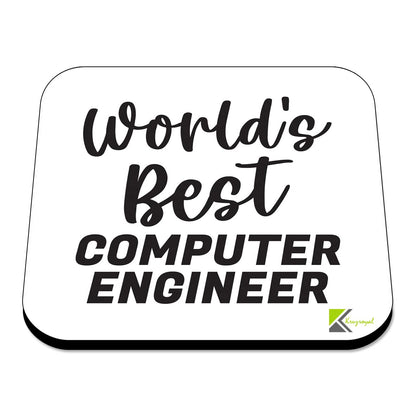 WB007 World's Best Computer Engineer MDF Wooden Coaster by Kruzroyal | Gift for Computer Engineer | Unique Novelty Present | 9cm x 9cm | Coffee Tea MDF Wooden Coaster