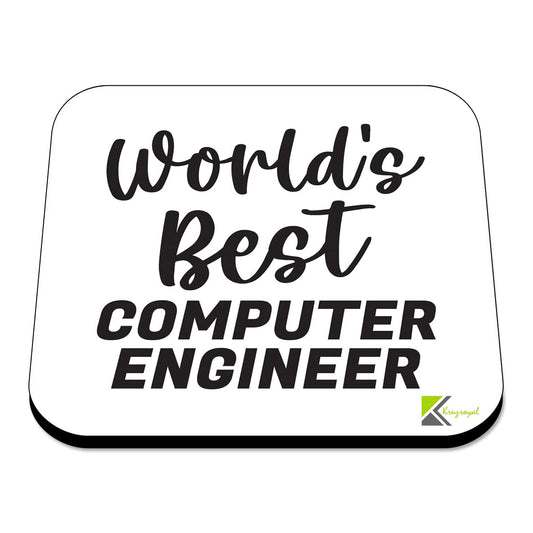 WB007 World's Best Computer Engineer MDF Wooden Coaster by Kruzroyal | Gift for Computer Engineer | Unique Novelty Present | 9cm x 9cm | Coffee Tea MDF Wooden Coaster