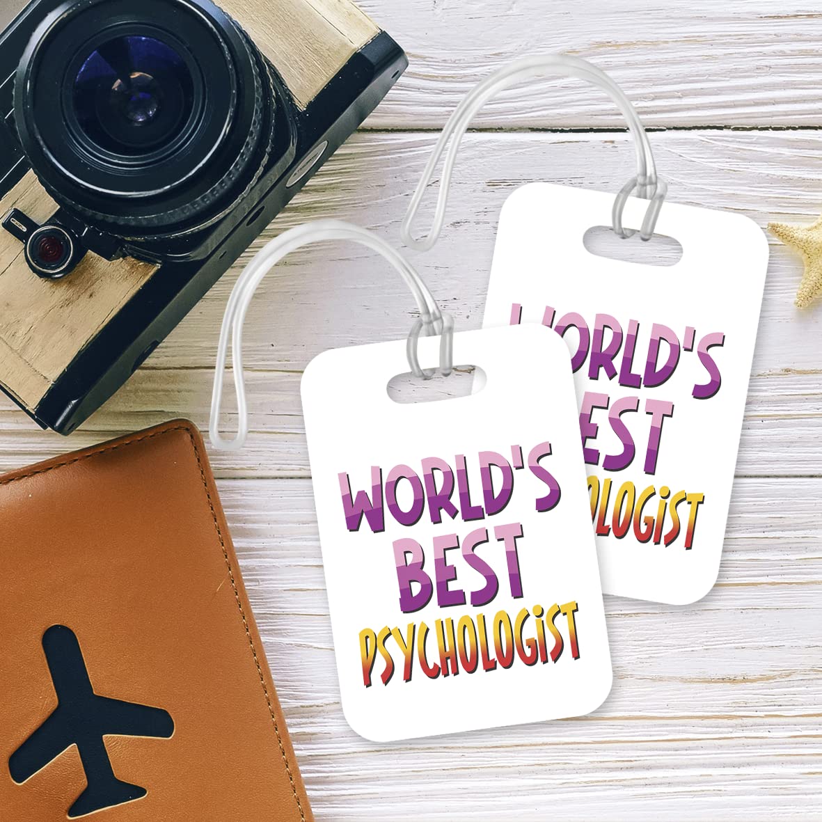 LT462 World's Best Psychologist Novelty Funny Unique Designer Gift, Suitcase, Glossy Plastic Luggage Tag for Psychologist