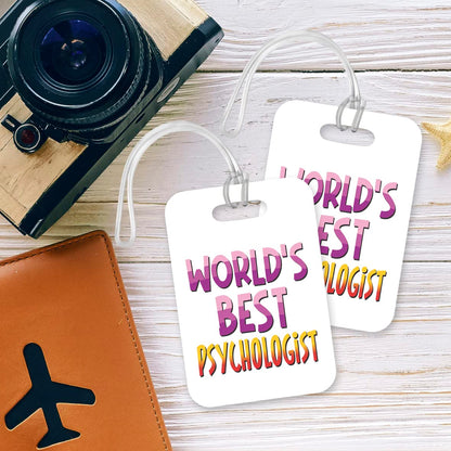 LT462 World's Best Psychologist Novelty Funny Unique Designer Gift, Suitcase, Glossy Plastic Luggage Tag for Psychologist