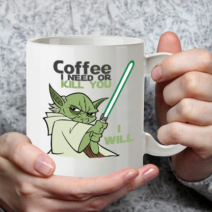 Kruzroyal Coffee I Need Funny Mug or Kill You I Will Sci-Fi Parody Novelty Cup, Gag Gift for Men, Dad
