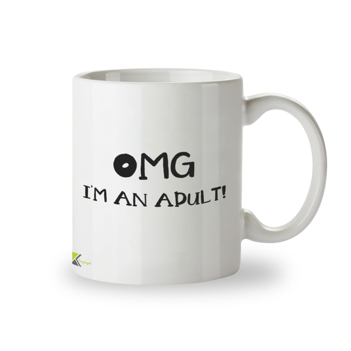 Kruzroyal Funny Adulting Mug, OMG I'm an Adult! Funny Gift Idea Coffee Tea Mug, Novelty 18th or 21st Birthday Gift for Son, Daughter or Friend, White Ceramic, 11 oz