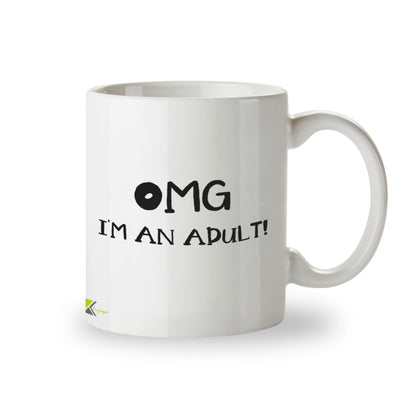 Kruzroyal Funny Adulting Mug, OMG I'm an Adult! Funny Gift Idea Coffee Tea Mug, Novelty 18th or 21st Birthday Gift for Son, Daughter or Friend, White Ceramic, 11 oz