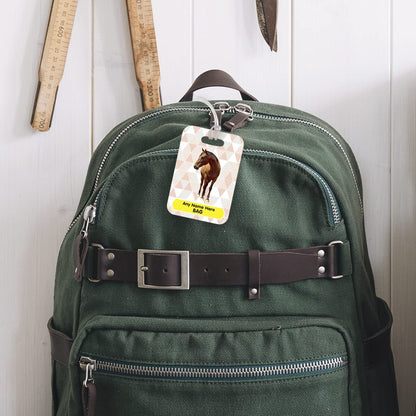 PLT251 Personalised Name's Bag with Horse Image Novelty Funny Unique Designer Gift Glossy Plastic Suitcase Luggage Tag