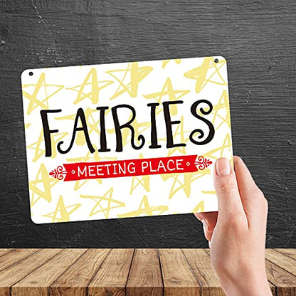 Kruzroyal MP431 Fairies Meeting Place Funny Novelty Retro Vintage Metal Wall Sign Plaque 20cm x 15cm