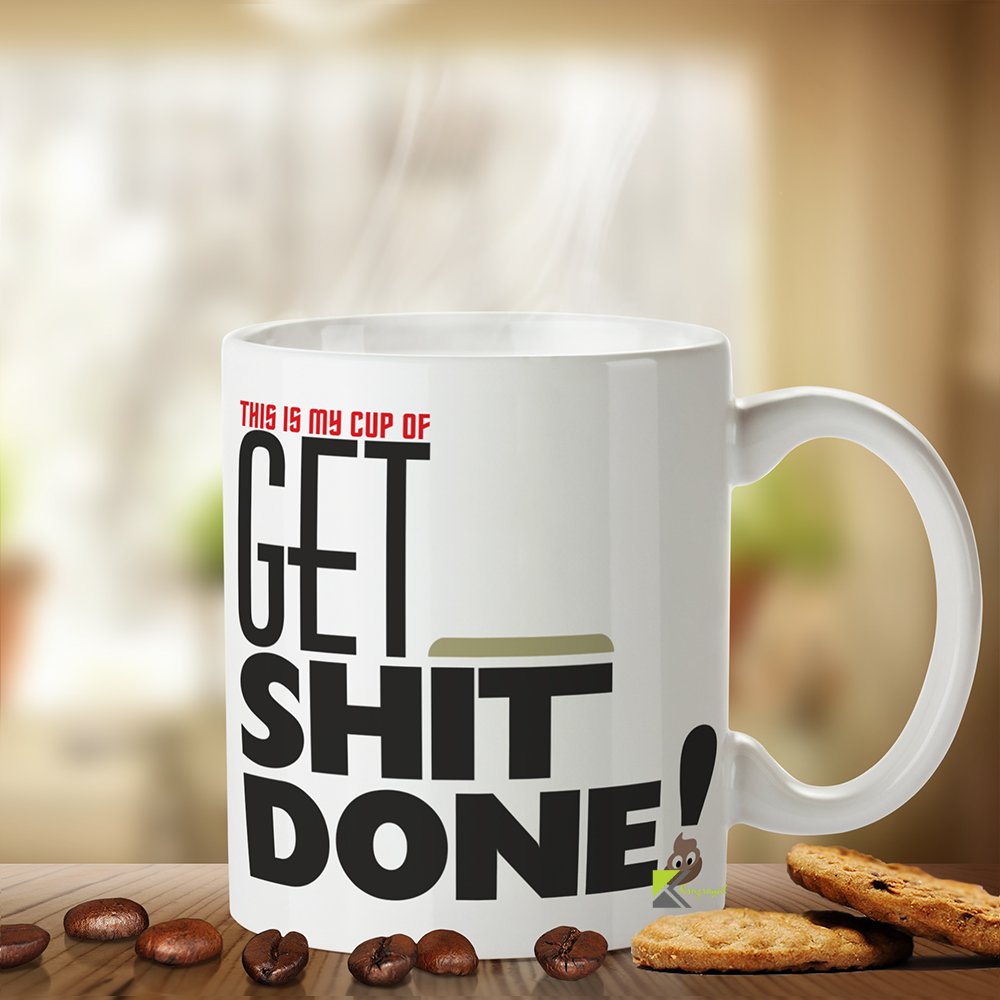 Kruzroyal Get S*it Done Funny Mug This is My Cup of GET Funny Rude Novelty Coffee Tea Cup Motivational Gift for Colleague
