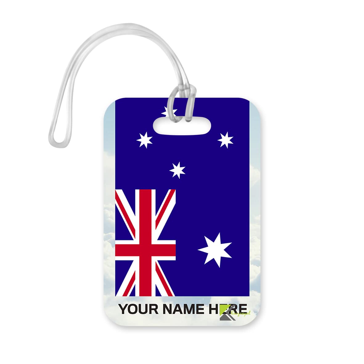 PLT279 Personalised Name with Australia Flag Novelty Funny Unique Designer Gift Glossy Plastic Suitcase Luggage Tag