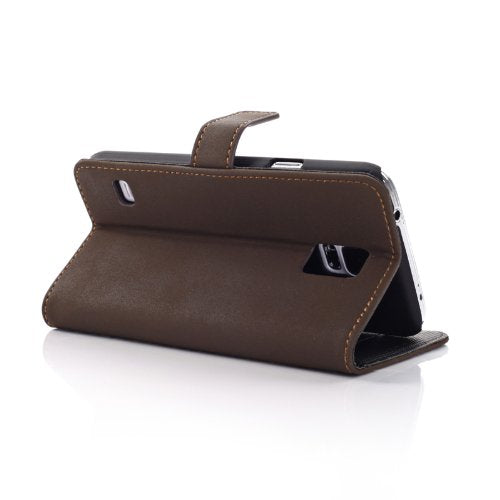 Leather Flip Case Cover for Samsung Galaxy S5 - Black / Light Brown / Medium Brown / Dark Brown