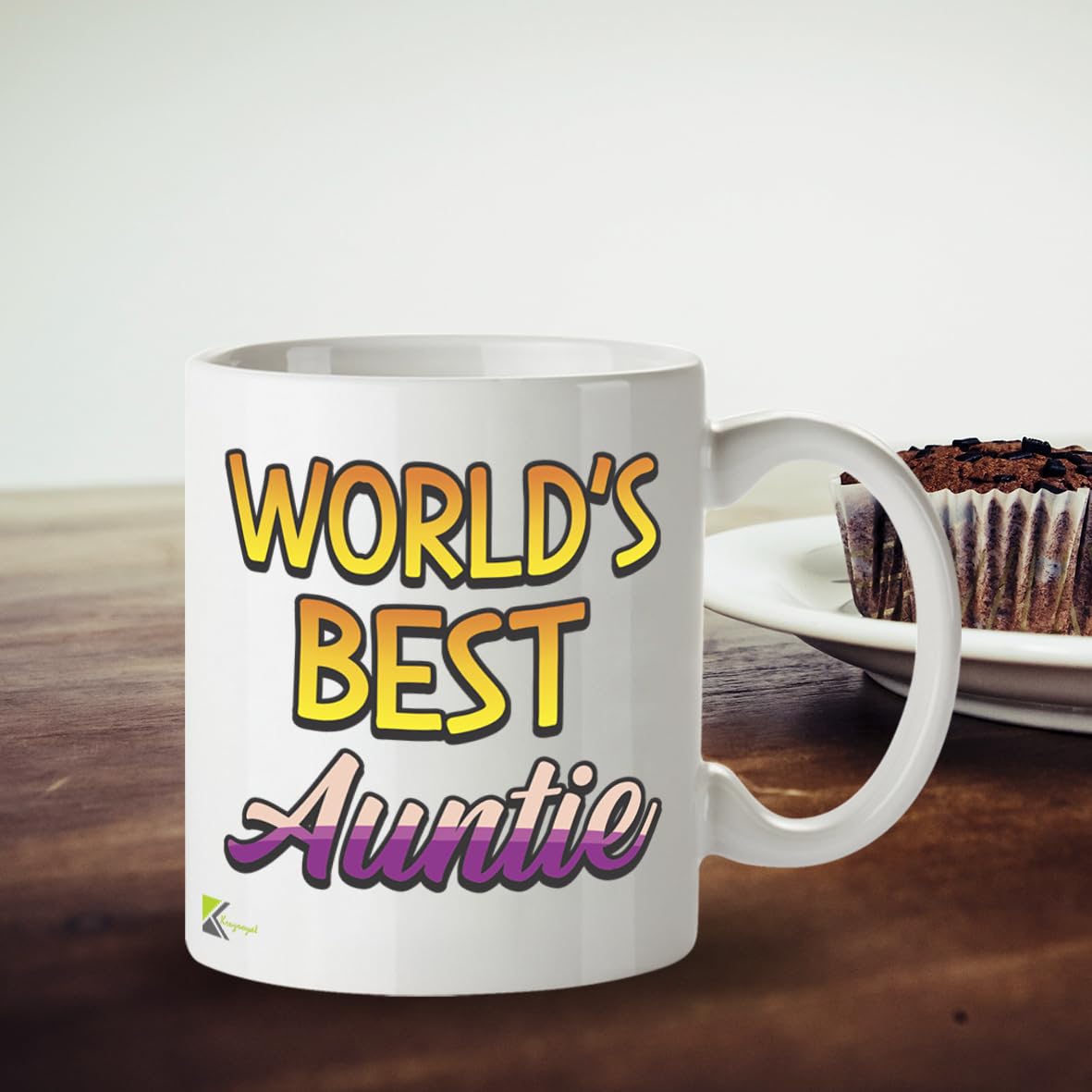 Kruzroyal DZ826 World's Best Auntie Mug 11oz - White Ceramic Coffee & Tea Cup for Aunty, Godmother - Ideal Birthday or Mother's Day Present for Her