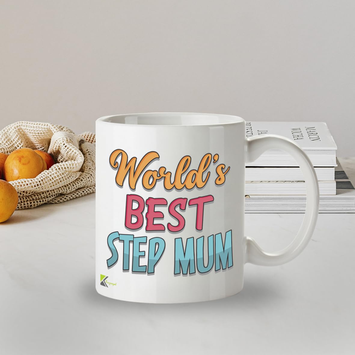 Kruzroyal DZ819 World's Best Step Mum Mug 11oz - White Ceramic Coffee & Tea Cup for Stepmum, Bonus Mum - Birthday or Mother's Day Present for Her