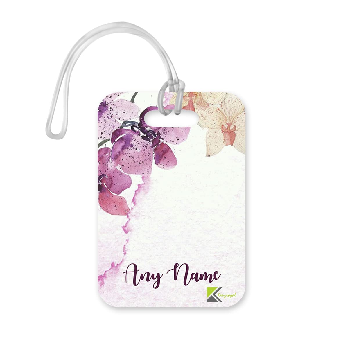 PLT230 Personalised Any Name Flower Design Ladies Girl Novelty Funny Unique Designer Gift Glossy Plastic Suitcase Luggage Tag