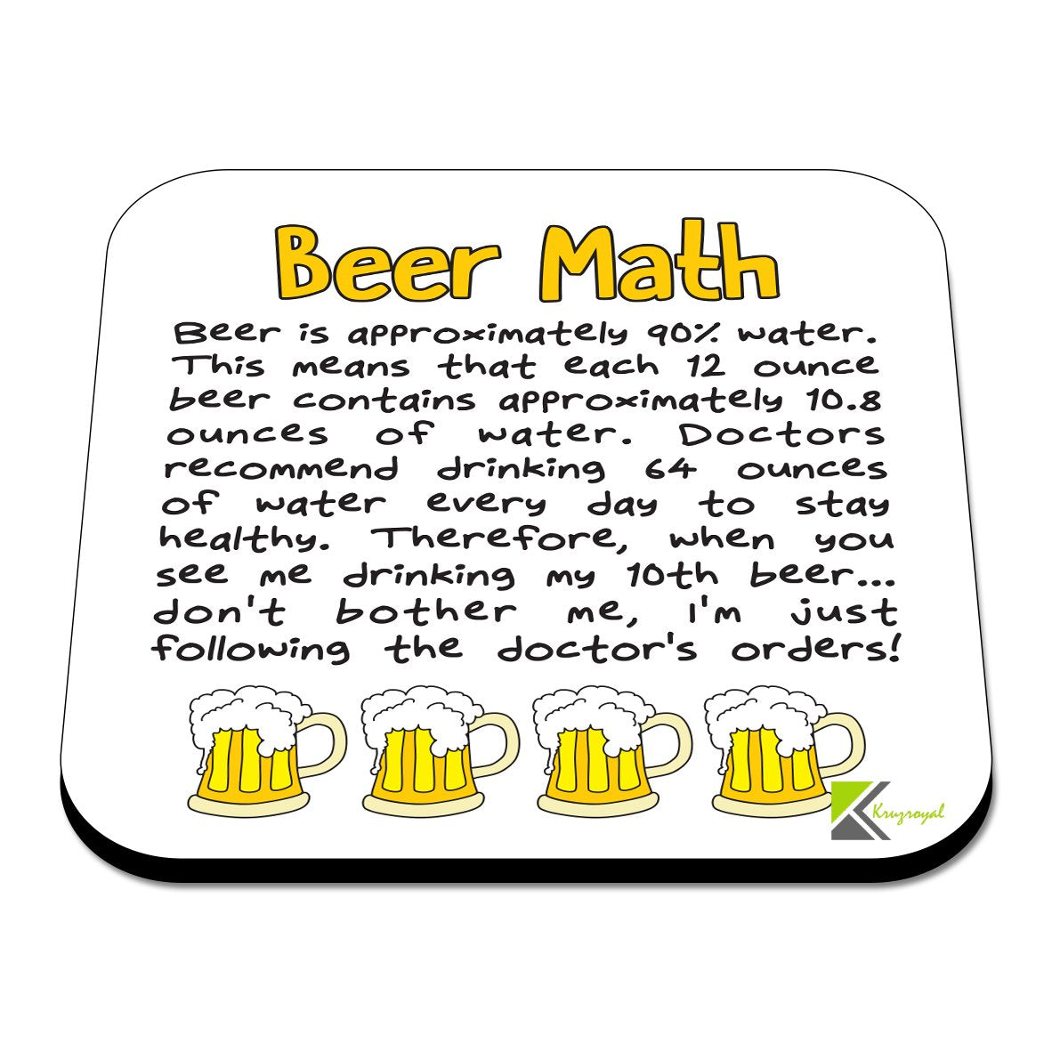 CS334 Beer Math Novelty Funny Coffee Tea Drink Gift Glossy MDF Wooden Coaster