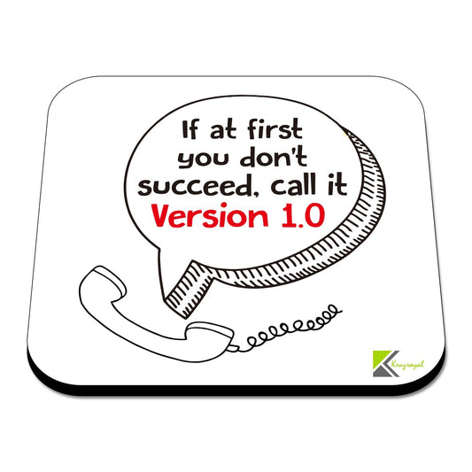 CS352 If at First You Don't Succeed, Call it Version 1.0 Novelty Funny Coffee Tea Drink Gift Glossy MDF Wooden Coaster