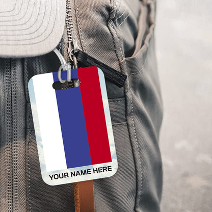 PLT275 Personalised Name with Russia Flag Novelty Funny Unique Designer Gift Glossy Plastic Suitcase Luggage Tag