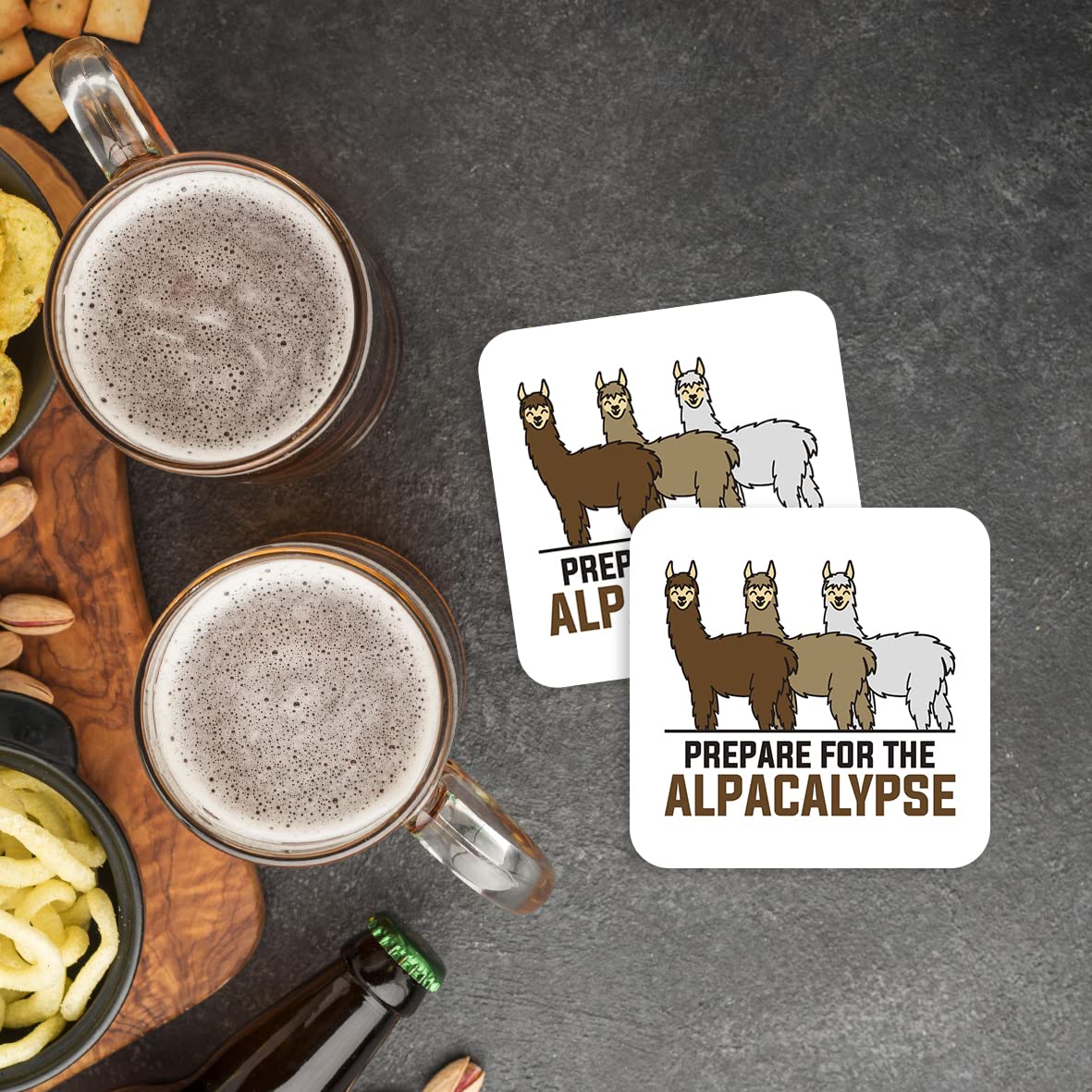 CS426 Prepare for The Alpacalypse Novelty Funny Coffee Tea Drink Gift Glossy MDF Wooden Coaster