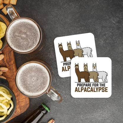 CS426 Prepare for The Alpacalypse Novelty Funny Coffee Tea Drink Gift Glossy MDF Wooden Coaster