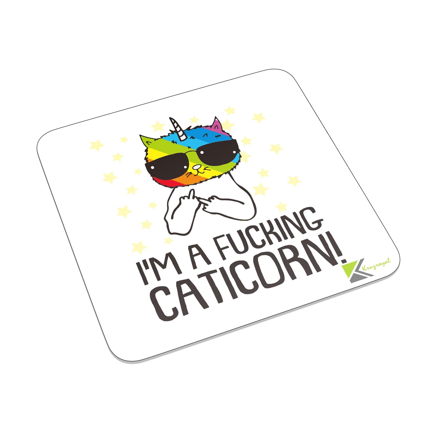 FM062 I'm a fuc*ing CATICORN! Novelty Funny Idea Glossy Metal Square Fridge Magnet