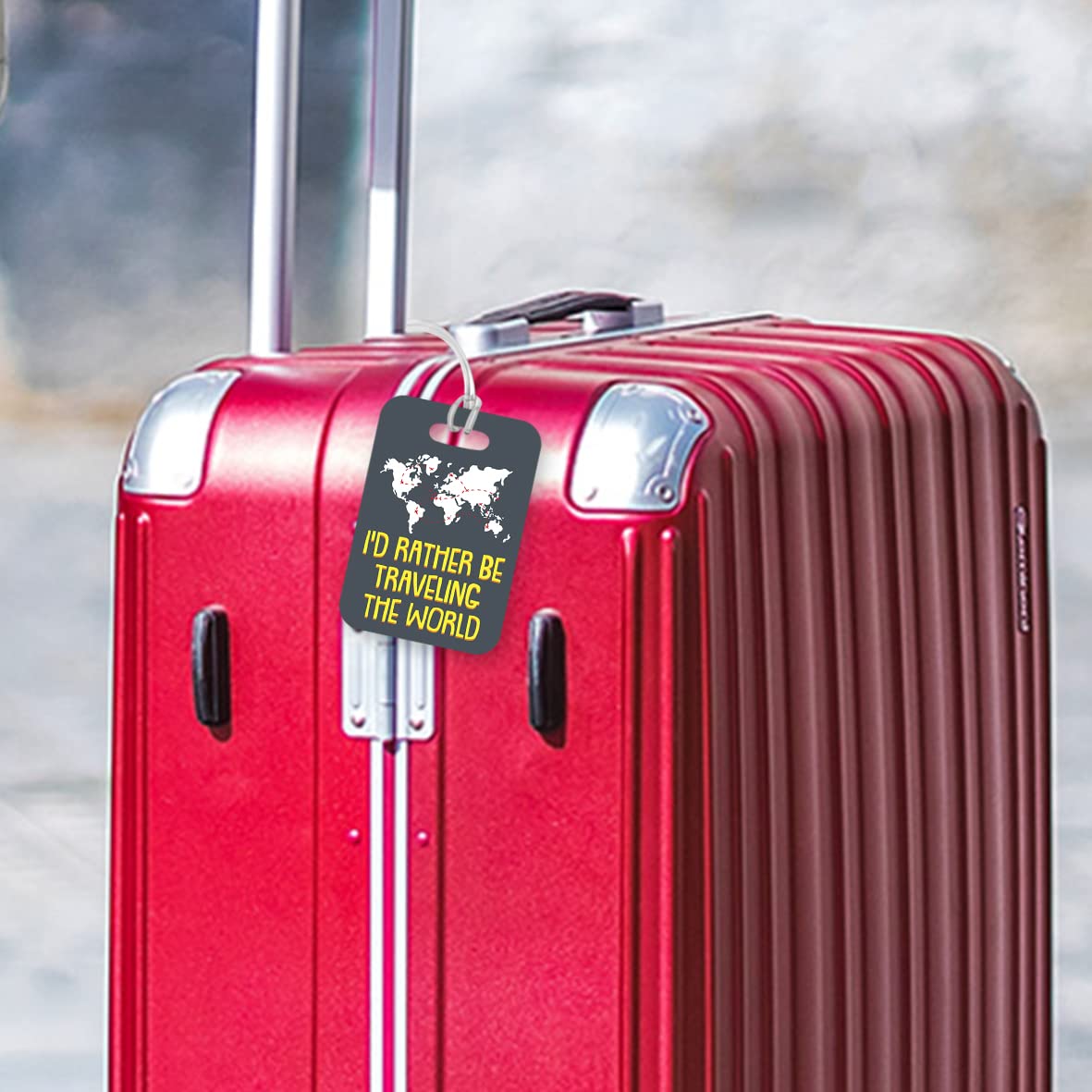 LT147 I'd Rather Be Travelling The World Novelty Funny Unique Designer Gift Glossy Plastic Suitcase Luggage Tag