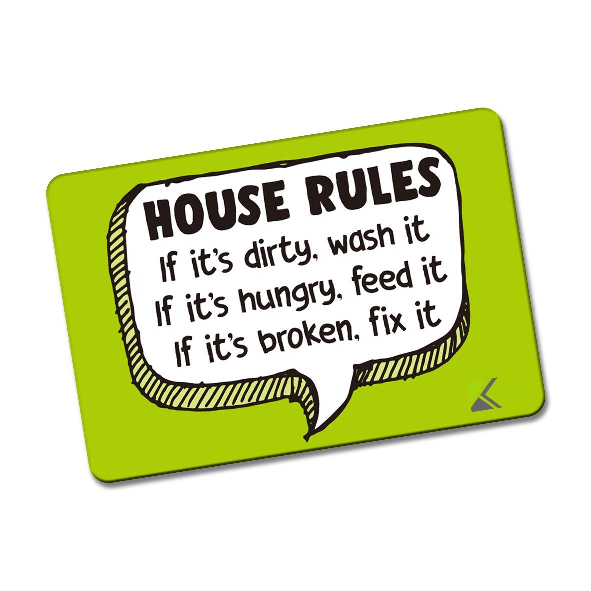 Kruzroyal FM186 HOUSE RULES- WASH IT/FEED IT/FIX IT Novelty Funny Gift Idea Glossy Rectangle Metal Fridge Magnet