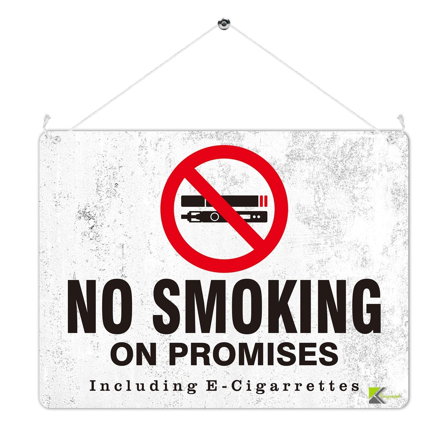 Kruzroyal MP445 No Smoking On Premises including e-cigarettes Funny Novelty Retro Vintage Metal Wall Sign Plaque 20cm x 15cm