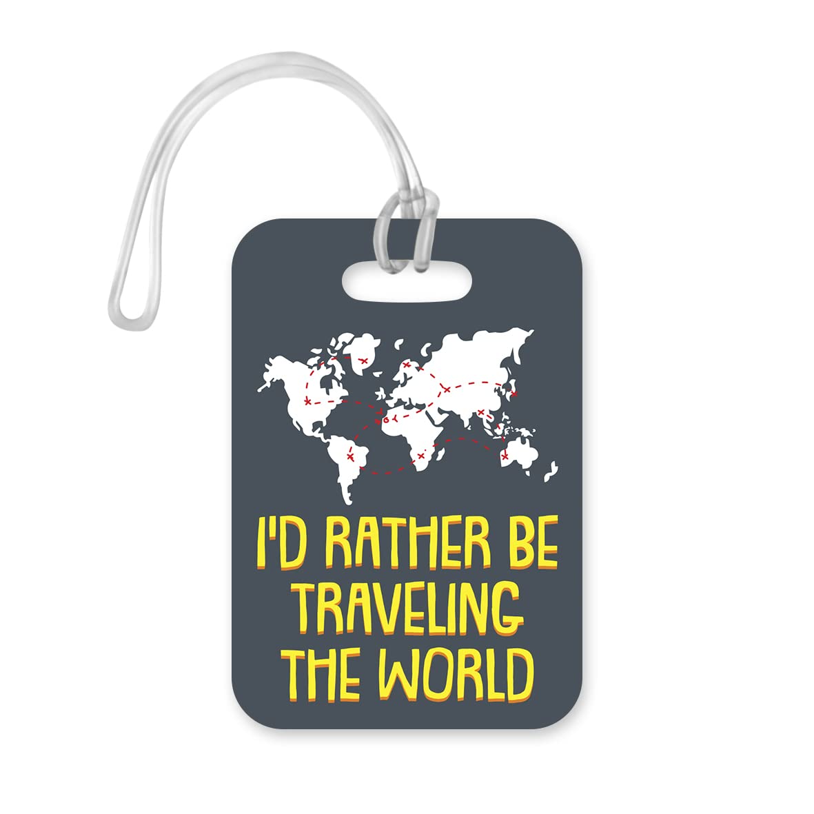 LT147 I'd Rather Be Travelling The World Novelty Funny Unique Designer Gift Glossy Plastic Suitcase Luggage Tag