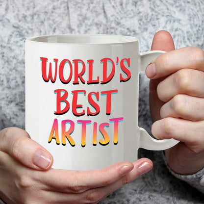 Kruzroyal DZ864 World's Best Artist Mug 11oz - White Ceramic Cup for Painter, Illustrator, Creator - Ideal Birthday, Thank You, Graduation Present