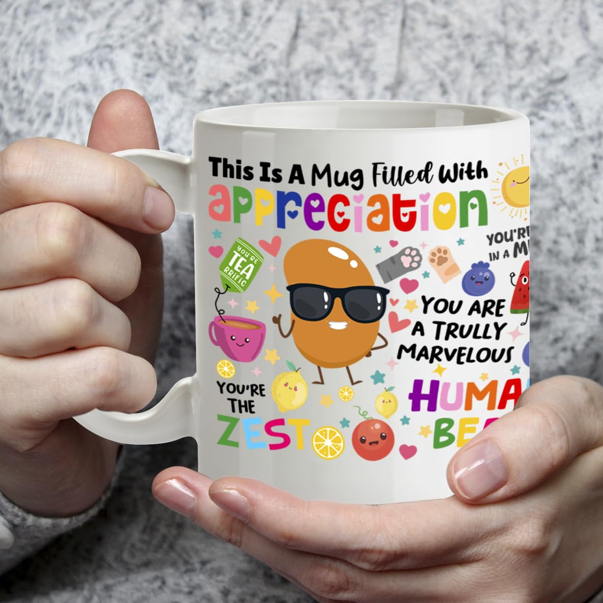 Kruzroyal Appreciation Mug 11oz | Funny Thank You Gift for Colleague, Teacher, Friends, Boss | Inspirational Ceramic Coffee Cup with Food Puns | Dishwasher & Microwave Safe
