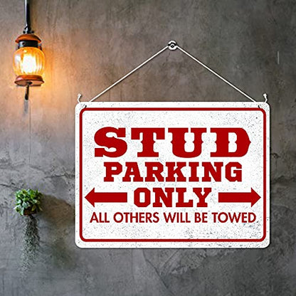 Kruzroyal MP381 STUD PARKING ONLY, All others will be towed. Funny Novelty Retro Vintage Metal Wall Sign Plaque 20cm x 15cm