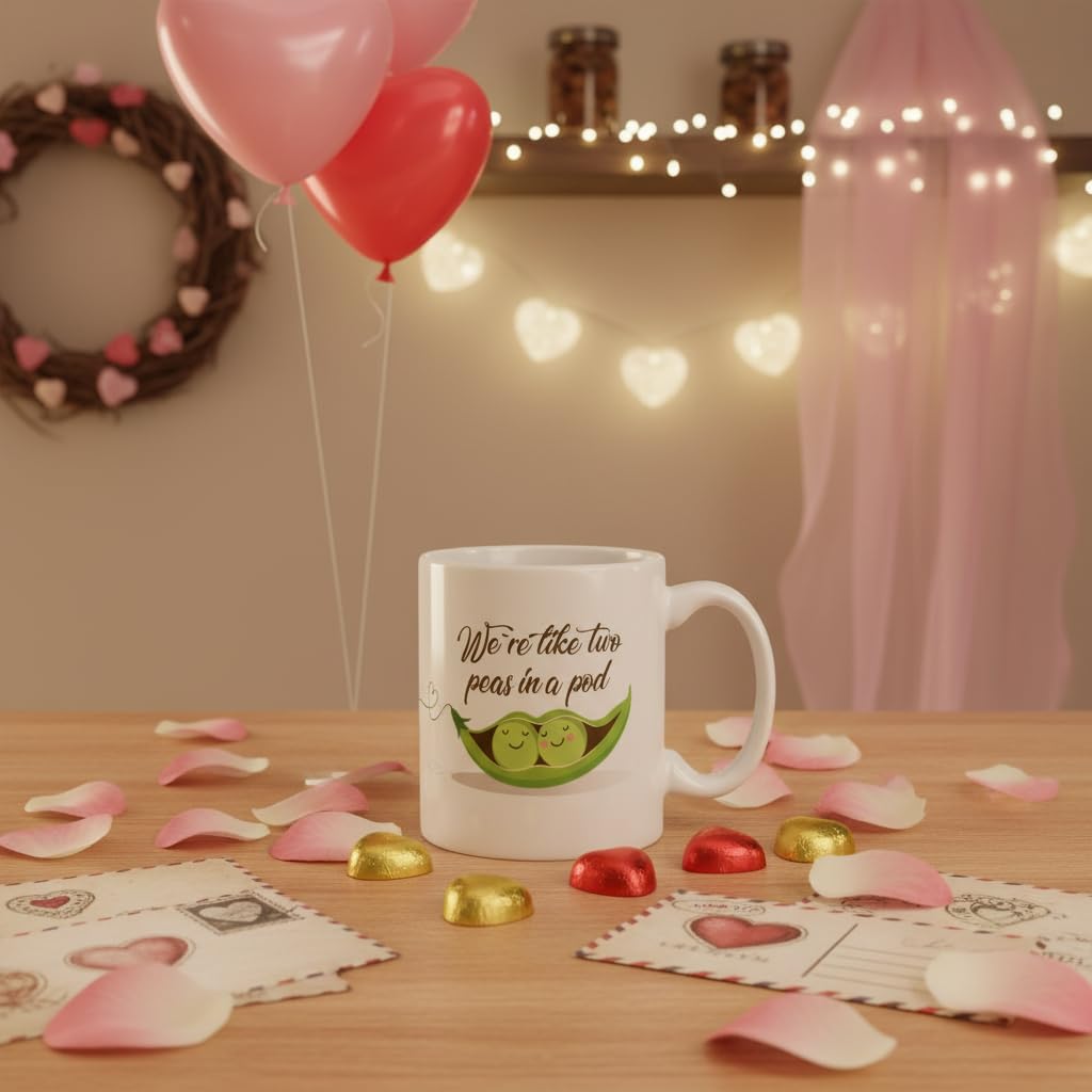We're Like Two peas in a pod Funny Novelty Great Gift Idea Coffee Tea Mug | Gift for Best Friend Partner Couple | Romantic Anniversary Valentine - Funny Mug for Him, Her, Boyfriend or Wife